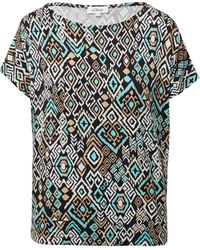 S.oliver - Fließendes T-Shirt aus Viskosemix mit All-Over-Muster schwarz 48 - Lyst