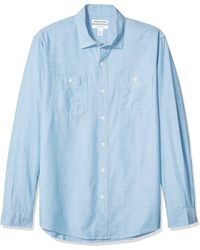 Amazon Essentials Slim-fit Long-sleeve Chambray Shirt - Blue