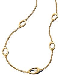 PANDORA - Essence 363883c01-45 Organic Shaped Oval And Treated Freshwater Cultured Pearl Necklace Made Of 14 Carat Gold-plated Sterling - Lyst