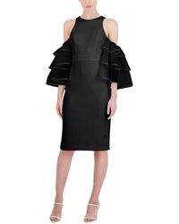 BCBGMAXAZRIA - Fitted Short Evening Dress Cold Shoulder Ruffle Sleeve Back Slit - Lyst