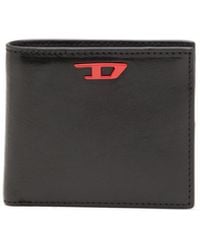 DIESEL - Leather Bi-Fold Wallet With D Plaque - Lyst