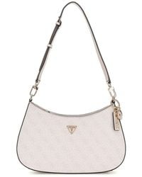 Guess - Noelle II Top Zipper Shoulder Bag White Logo - Lyst