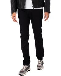 HUGO - S 708 Black Slim-fit Jeans In Comfort-stretch Denim - Lyst
