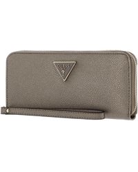 Guess - Meridian Slg Large Zip Around Wallet Pewter - Lyst