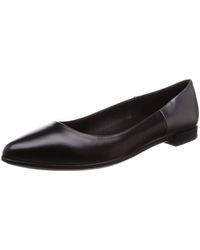 Ecco S Shape Pointy Ballerina 269413 Leather Black Shoes 6 Uk