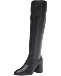 Franco Sarto - S Tribute Knee High Heeled Boot Black Leather 6.5 M - Lyst