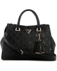 Guess - Sac à main sac à épaule bandoulière Cresidia II Society Satchel Black Logo noir - Lyst