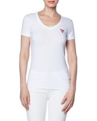 Guess - T-Shirt Blanc Mini Triangle Blanc S - Lyst