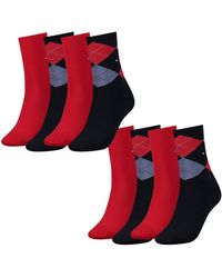 Tommy Hilfiger Socken Check Casual Socken 4er Pack - Rot