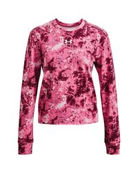 Under Armour - S Rival Terry Crew Sweater Pink Xs - Lyst
