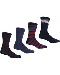 Regatta S Lifestyle Socks 4 Pack 9-12 Dark Denim - Blue