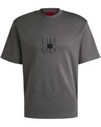 HUGO - S Debostac Interlock-cotton T-shirt With Stacked Logos - Lyst