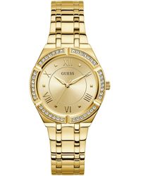 Guess - Black + Gold-tone Crystal Silicone Watch - Lyst