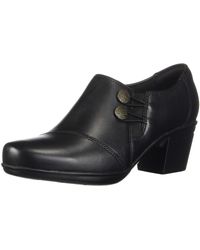 Clarks Rubber Gabriel Mist Block Heel Court Shoes in Navy Patent (Black) |  Lyst UK