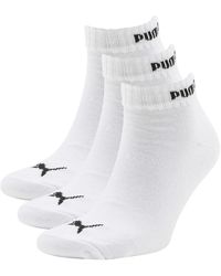 PUMA - Quarter Lot de 3 paires de chaussettes basses Blanc blanc UK 6-8 - Lyst