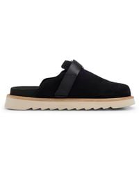 HUGO - S Syrax Slon Buckled-strap Slip-on Shoes In Suede Size 10 Black - Lyst