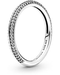 PANDORA - Me Sterling Silver Pavé Ring - Lyst