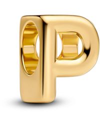 PANDORA - Letra P Alfabeto Mini Charm Plata de Ley Chapado en Oro de 14 K Compatible Moments - Lyst
