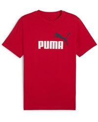 PUMA - T-Shirt Con Logo Bicolore Essentials N. 1 Da Uomo, Abbigliamento, Rosso - Lyst