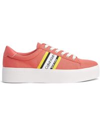 Calvin Klein Sneacker CalvinKlein Donna Stringata in Pelle B4E00070 Modello JINJER Giallo. Una Calzatura Comoda Adatta per Tutte Le - Rosa