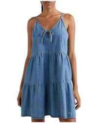 Tommy Hilfiger - Gestuftes Kleid aus Chambray-Denim - Lyst