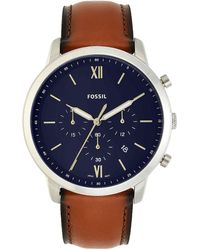 Fossil - Neutra Quartz Stainless Steel And Leather Chronograph Watch - Lyst