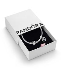 PANDORA - Sterling Silver November Birthstone Dangle Charm & Heart Clasp Snake Chain Bracelet - Jewellery Set With Gift - Lyst