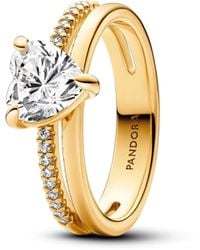 PANDORA - Ring Met Dubbele Band En Hart - Lyst