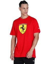 PUMA - S Ferrari Race Shield T-shirt Regular Fit Crew Neck Rosso Corsa Xl - Lyst