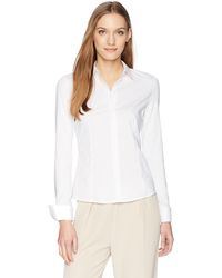 calvin klein women's white button down shirt