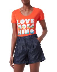 Love Moschino - Cotton Jersey With Deep Round Neck And Panel Only Good Vibes Lm T-shirt - Lyst