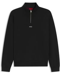 HUGO - Cotton-Terry Logo Sweatshirt With Zip Neck - Lyst