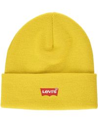 Levi's Red Batwing Embroidered Slouchy Beanie Strickmütze - Gelb