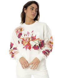 Guess - Felpa Donna Corine Flower Sweatshirt Bianco ES23GU56 V3RQ07K68I3 M - Lyst