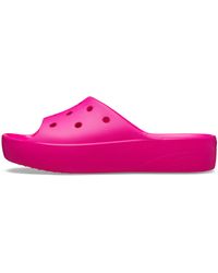 Crocs™ - Classic Platform Slide Pink Crush Size 8 Uk - Lyst