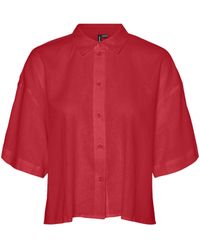 Vero Moda - Vmlinn Linen 2/4 Short Shirt Wvn Noos Blouse - Lyst