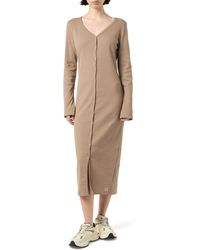 Calvin Klein - Donna Abito Woven Label Rib Woven Label Rib Chiusura con Bottoni - Lyst