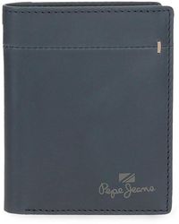 Pepe Jeans - Staple Portefeuille Vertical avec Porte-Monnaie Bleu 8,5 x 10,5 x 1 cm Cuir - Lyst