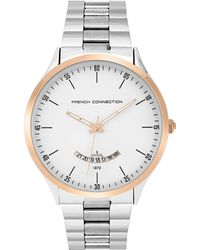 French Connection - S Analogue Classic Quartz Watch With Stainless Steel Strap Fc143srgm - Lyst