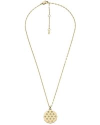 Fossil - Sutton Scalloped Edge Gold-tone Stainless Steel Pendant Necklace - Lyst