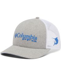 Columbia - Unisex Pfg Logo Mesh Snap Back - Low, Cool Grey Heather/vivid Blue, One Size - Lyst