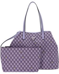 Guess - Vikky II Tote Bag L Lilac Logo - Lyst
