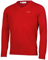 Calvin Klein - Ausschnitt-Tour Sweater - Rot - Lyst