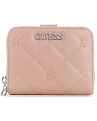 Guess - Factory Markham Foldover Zip Wallet Rose Pink - Lyst