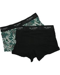 Ted Baker - Raffe 2 Pair Box Set Of S Cotton Stretch Printed Trunk In Black And Green Size Large 36-38 Waist Inches - Lyst
