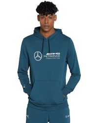 PUMA - Felpa con Cappuccio Mercedes-AMG Petronas Motorsport Ess da Uomo M Ocean Tropic Blue - Lyst