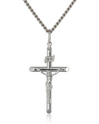 Amazon Essentials - Amazon Collection Sterling Silver Solid Tubular Crucifix Cross Pendant Necklace With Stainless Steel Chain - Lyst