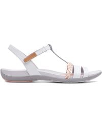 Clarks - Tealite Grace Leather Sandals In White Standard Fit Size 3 - Lyst
