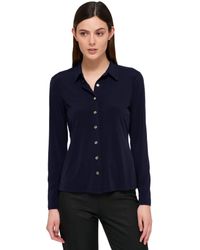 Tommy Hilfiger - Long Sleeve Collared Button Front Top - Lyst