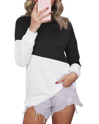 HIKARO Mode Rundhalsausschnitt mit Langen Ärmeln Farbblock-Sweatshirts Schwarz Übergroße Lose Lässige Halloween Super Cute Soft - Mehrfarbig